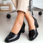 کفش چرمی طبیعی پاشنه دار زنونه