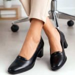 کفش چرمی طبیعی پاشنه دار زنونه
